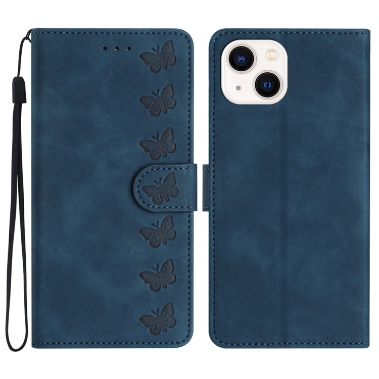 Étui de téléphone en cuir gaufré Sept Papillons, Pour iPhone 14 Pro Max, Pour iPhone 13 Pro Max, Pour iPhone 13 Pro, Pour iPhone 13, Pour iPhone 13 mini, Pour iPhone 12, Pour iPhone 12 Pro Max, Pour iPhone 12 Pro