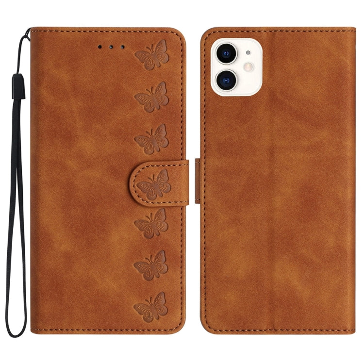 Étui de téléphone en cuir gaufré Sept Papillons, Pour iPhone 14 Pro Max, Pour iPhone 13 Pro Max, Pour iPhone 13 Pro, Pour iPhone 13, Pour iPhone 13 mini, Pour iPhone 12, Pour iPhone 12 Pro Max, Pour iPhone 12 Pro
