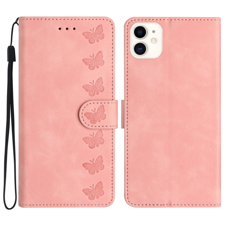 Étui de téléphone en cuir gaufré Sept Papillons, Pour iPhone 14 Pro Max, Pour iPhone 13 Pro Max, Pour iPhone 13 Pro, Pour iPhone 13, Pour iPhone 13 mini, Pour iPhone 12, Pour iPhone 12 Pro Max, Pour iPhone 12 Pro
