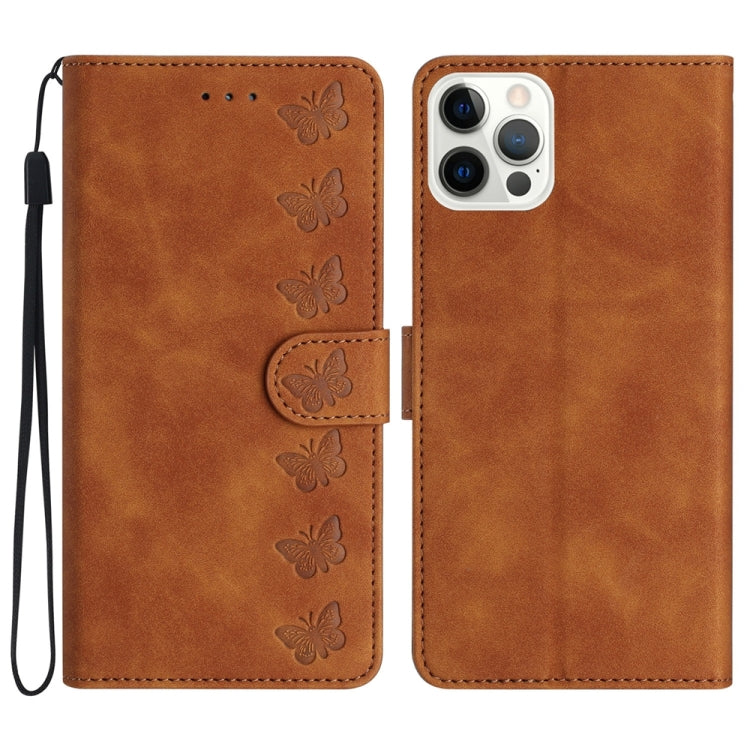 Étui de téléphone en cuir gaufré Sept Papillons, Pour iPhone 14 Pro Max, Pour iPhone 13 Pro Max, Pour iPhone 13 Pro, Pour iPhone 13, Pour iPhone 13 mini, Pour iPhone 12, Pour iPhone 12 Pro Max, Pour iPhone 12 Pro