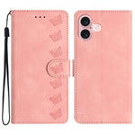 Coque de téléphone en cuir embossé Seven Butterflies, pour iPhone 16e / 17e, iPhone 17 Pro Max, iPhone 17 Pro, iPhone 17, iPhone Air, iPhone 16 Pro Max, iPhone 16 Pro, iPhone 16 Plus