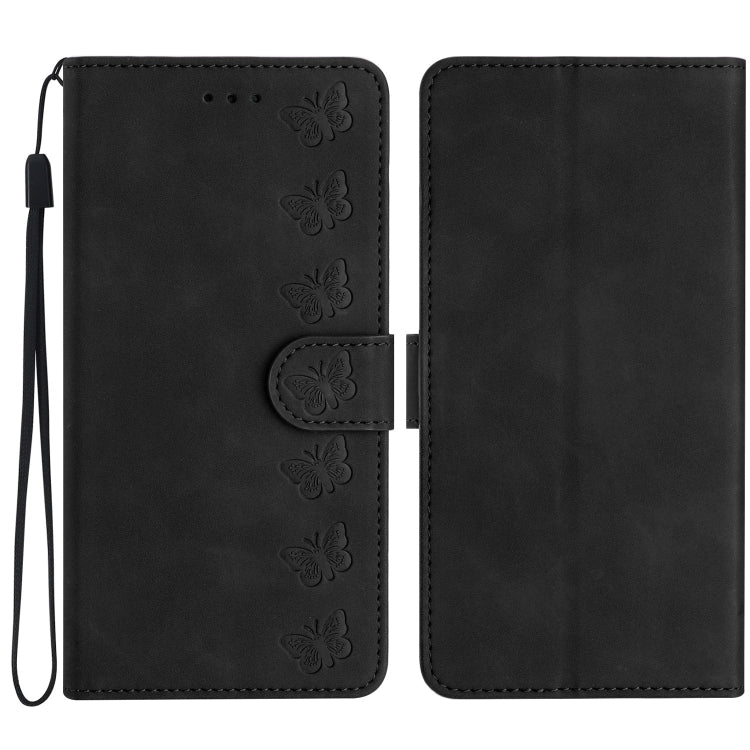 Coque de téléphone en cuir embossé Seven Butterflies, pour iPhone 16e / 17e, iPhone 17 Pro Max, iPhone 17 Pro, iPhone 17, iPhone Air, iPhone 16 Pro Max, iPhone 16 Pro, iPhone 16 Plus