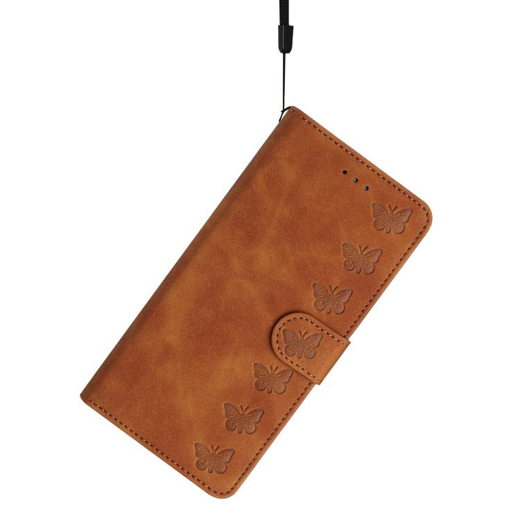 Coque de téléphone en cuir embossé Seven Butterflies, pour iPhone 16e / 17e, iPhone 17 Pro Max, iPhone 17 Pro, iPhone 17, iPhone Air, iPhone 16 Pro Max, iPhone 16 Pro, iPhone 16 Plus
