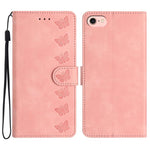 Coque de téléphone en cuir embossé Seven Butterflies, pour iPhone 16e / 17e, iPhone 17 Pro Max, iPhone 17 Pro, iPhone 17, iPhone Air, iPhone 16 Pro Max, iPhone 16 Pro, iPhone 16 Plus