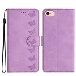 Coque de téléphone en cuir embossé Seven Butterflies, pour iPhone 16e / 17e, iPhone 17 Pro Max, iPhone 17 Pro, iPhone 17, iPhone Air, iPhone 16 Pro Max, iPhone 16 Pro, iPhone 16 Plus