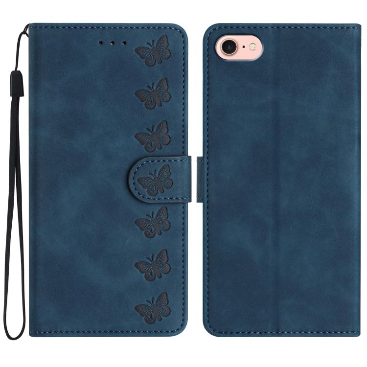 Coque de téléphone en cuir embossé Seven Butterflies, pour iPhone 16e / 17e, iPhone 17 Pro Max, iPhone 17 Pro, iPhone 17, iPhone Air, iPhone 16 Pro Max, iPhone 16 Pro, iPhone 16 Plus