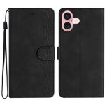 Coque de téléphone en cuir embossé Seven Butterflies, pour iPhone 16e / 17e, iPhone 17 Pro Max, iPhone 17 Pro, iPhone 17, iPhone Air, iPhone 16 Pro Max, iPhone 16 Pro, iPhone 16 Plus