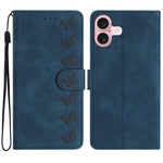 Coque de téléphone en cuir embossé Seven Butterflies, pour iPhone 16e / 17e, iPhone 17 Pro Max, iPhone 17 Pro, iPhone 17, iPhone Air, iPhone 16 Pro Max, iPhone 16 Pro, iPhone 16 Plus