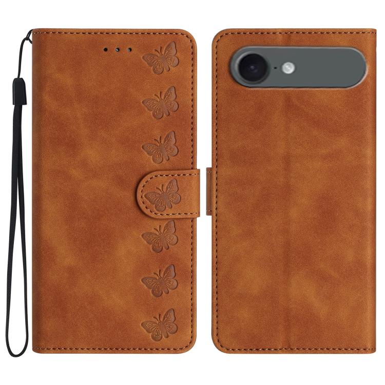 Coque de téléphone en cuir embossé Seven Butterflies, pour iPhone 16e / 17e, iPhone 17 Pro Max, iPhone 17 Pro, iPhone 17, iPhone Air, iPhone 16 Pro Max, iPhone 16 Pro, iPhone 16 Plus