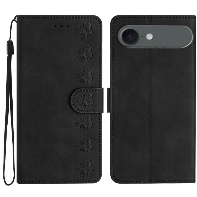 Coque de téléphone en cuir embossé Seven Butterflies, pour iPhone 16e / 17e, iPhone 17 Pro Max, iPhone 17 Pro, iPhone 17, iPhone Air, iPhone 16 Pro Max, iPhone 16 Pro, iPhone 16 Plus