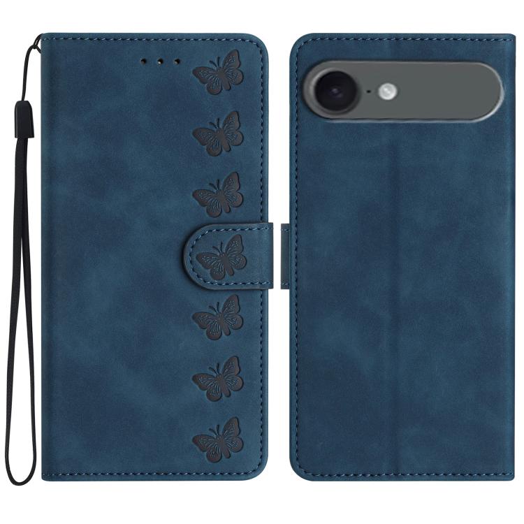 Coque de téléphone en cuir embossé Seven Butterflies, pour iPhone 16e / 17e, iPhone 17 Pro Max, iPhone 17 Pro, iPhone 17, iPhone Air, iPhone 16 Pro Max, iPhone 16 Pro, iPhone 16 Plus