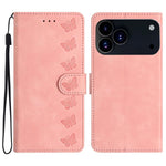 Coque de téléphone en cuir embossé Seven Butterflies, pour iPhone 16e / 17e, iPhone 17 Pro Max, iPhone 17 Pro, iPhone 17, iPhone Air, iPhone 16 Pro Max, iPhone 16 Pro, iPhone 16 Plus