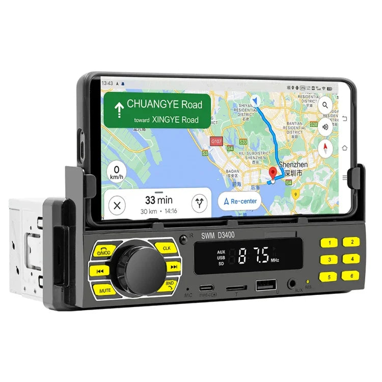 Autoradio Bluetooth SWM D3400 avec lecteur MP3, prise en charge de l'assistant vocal intelligent et de la radio FM