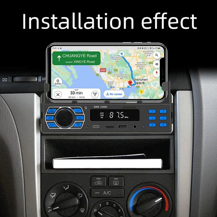 Autoradio Bluetooth SWM D3400 avec lecteur MP3, prise en charge de l'assistant vocal intelligent et de la radio FM