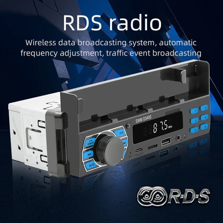 Autoradio Bluetooth SWM D3400 avec lecteur MP3, prise en charge de l'assistant vocal intelligent et de la radio FM