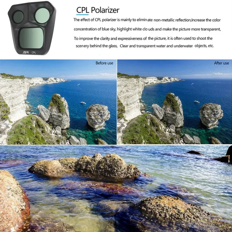Filtres d'objectif JSR GB 8 en 1 CPL ND8 ND16 ND32 ND64 STAR ND1000 NIGHT, pour DJI Mavic 3 Pro