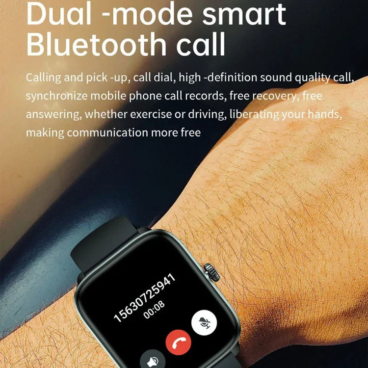Montre connectée T20 avec bracelet en silicone étanche IP67 de 1,96 pouce, compatible avec les appels Bluetooth double mode et la surveillance de la fréquence cardiaque