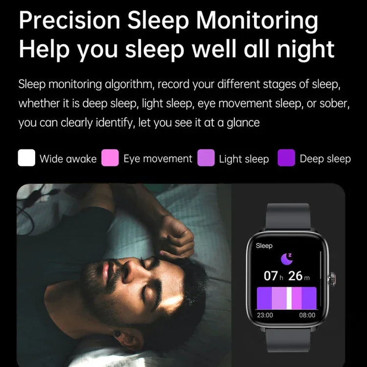 Montre connectée T20 avec bracelet en silicone étanche IP67 de 1,96 pouce, compatible avec les appels Bluetooth double mode et la surveillance de la fréquence cardiaque