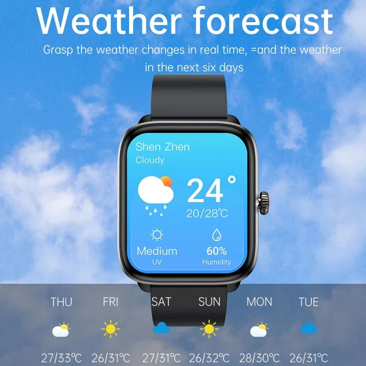 Montre connectée T20 avec bracelet en silicone étanche IP67 de 1,96 pouce, compatible avec les appels Bluetooth double mode et la surveillance de la fréquence cardiaque