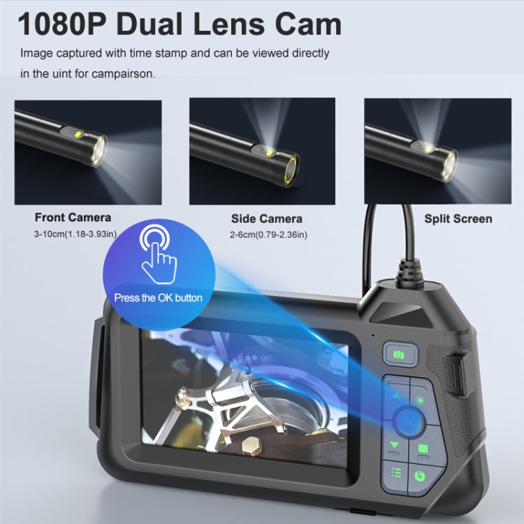 Endoscope à double caméra M60 4,3 pouces avec écran, 1m, 2m, 5m, 10m