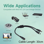 Adaptateur séparateur d'alimentation DC prise femelle 5,5 x 2,1mm vers mâle, câble d'alimentation, 30cm, 70cm
