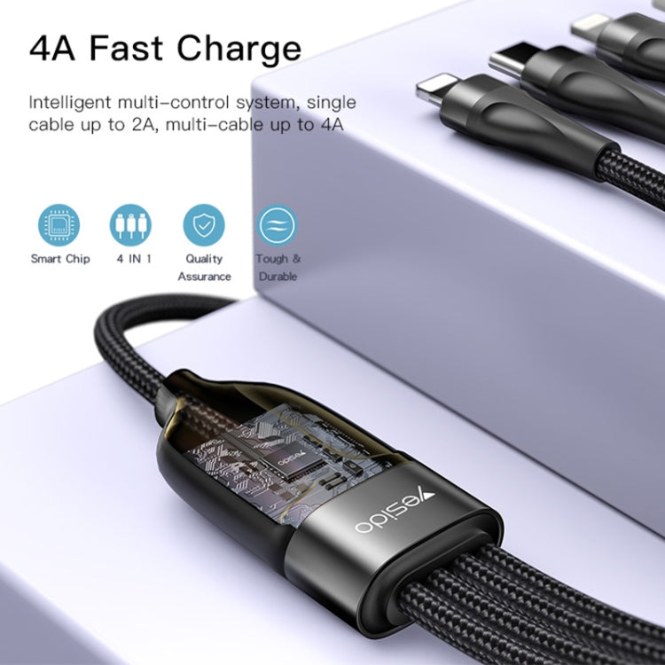 YESIDO CA111 Câble de charge USB 1,2 m 4A vers double Type-C + double 8 broches, CA111