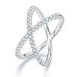 Bague en Moissanite Double Couche en Argent Sterling S925 Plaqué Or Blanc Décoration à la Main, MSR036-8