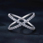 Bague en Moissanite Double Couche en Argent Sterling S925 Plaqué Or Blanc Décoration à la Main, MSR036-8