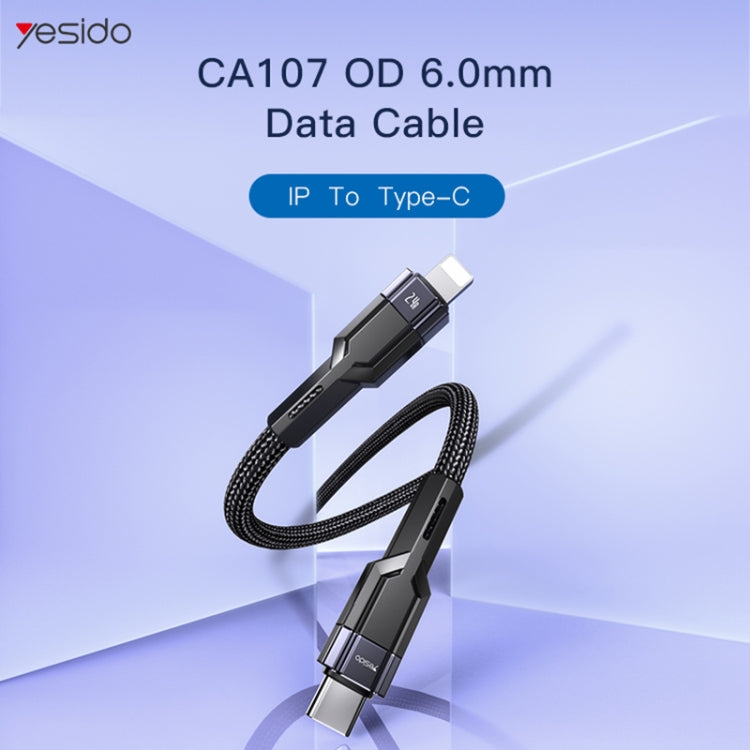 YESIDO CA107 câble de charge et transfert de données 1,2m 2,4A USB-C / Type-C vers 8 broches OD0.6, CA107