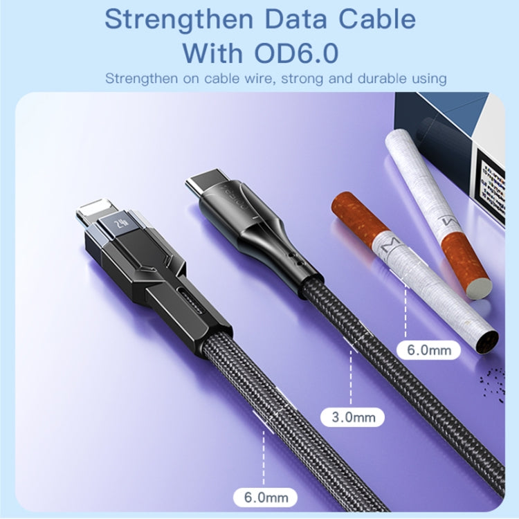 YESIDO CA107 câble de charge et transfert de données 1,2m 2,4A USB-C / Type-C vers 8 broches OD0.6, CA107