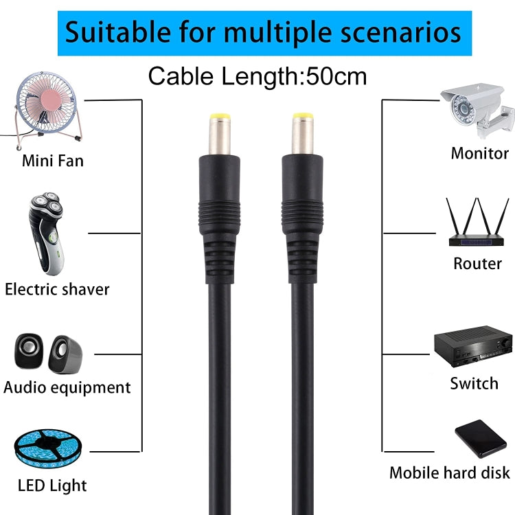 Câble adaptateur connecteur prise d'alimentation DC mâle 5,5 x 2,5mm vers mâle, 50cm, 1m, 1,5m