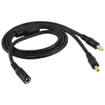 Adaptateur séparateur d'alimentation DC 1 vers 2 prise femelle 5,5 x 2,5mm vers mâle, longueur du câble : 70cm