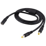 Adaptateur séparateur d'alimentation DC 1 vers 2 prise femelle 5,5 x 2,5mm vers mâle, longueur du câble : 70cm