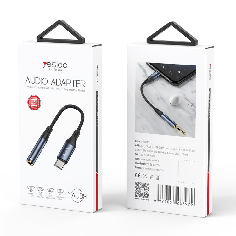 Adaptateur audio Yesido YAU38 Type-C vers jack 3,5 mm femelle, YAU38