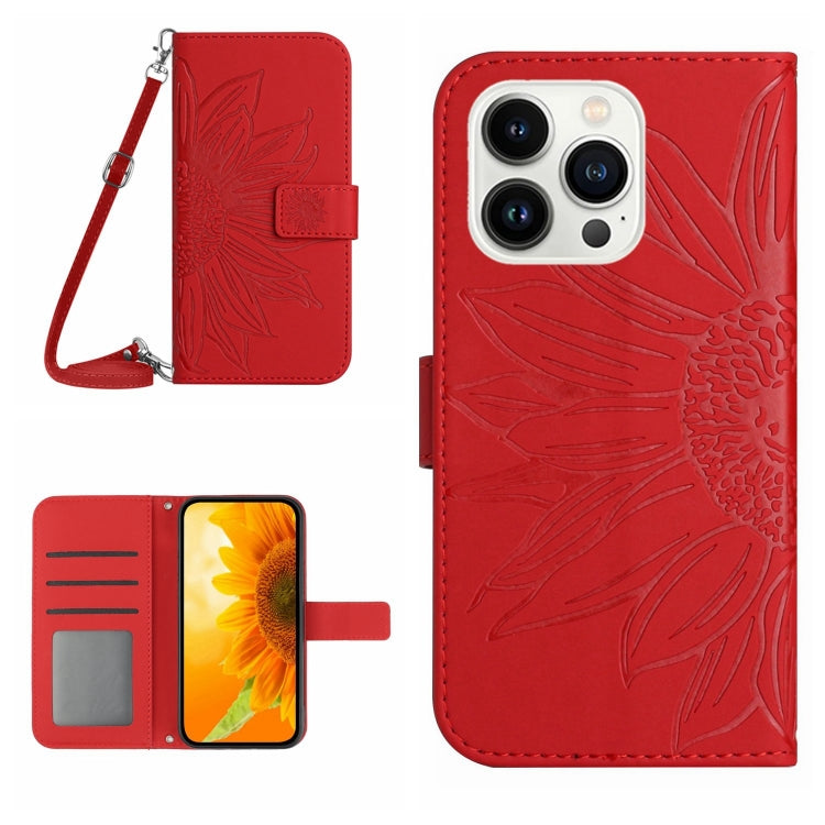 Étui de téléphone en cuir gaufré tournesol au toucher doux avec cordon, pour iPhone Air, pour iPhone 16 Pro Max, pour iPhone 16 Pro, pour iPhone 16 Plus