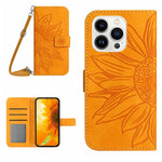Étui de téléphone en cuir gaufré tournesol au toucher doux avec cordon, pour iPhone Air, pour iPhone 16 Pro Max, pour iPhone 16 Pro, pour iPhone 16 Plus
