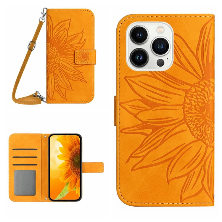 Étui de téléphone en cuir gaufré tournesol au toucher doux avec cordon, pour iPhone Air, pour iPhone 16 Pro Max, pour iPhone 16 Pro, pour iPhone 16 Plus