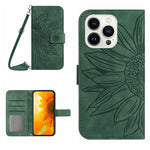 Étui de téléphone en cuir gaufré tournesol au toucher doux avec cordon, pour iPhone Air, pour iPhone 16 Pro Max, pour iPhone 16 Pro, pour iPhone 16 Plus