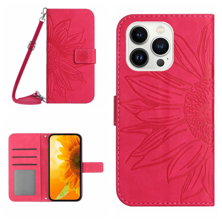Étui de téléphone en cuir gaufré tournesol au toucher doux avec cordon, pour iPhone Air, pour iPhone 16 Pro Max, pour iPhone 16 Pro, pour iPhone 16 Plus