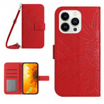 Étui de téléphone en cuir gaufré tournesol au toucher doux avec cordon, pour iPhone Air, pour iPhone 16 Pro Max, pour iPhone 16 Pro, pour iPhone 16 Plus