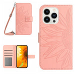 Étui de téléphone en cuir gaufré tournesol au toucher doux avec cordon, pour iPhone Air, pour iPhone 16 Pro Max, pour iPhone 16 Pro, pour iPhone 16 Plus
