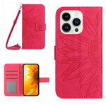 Étui de téléphone en cuir gaufré tournesol au toucher doux avec cordon, pour iPhone Air, pour iPhone 16 Pro Max, pour iPhone 16 Pro, pour iPhone 16 Plus