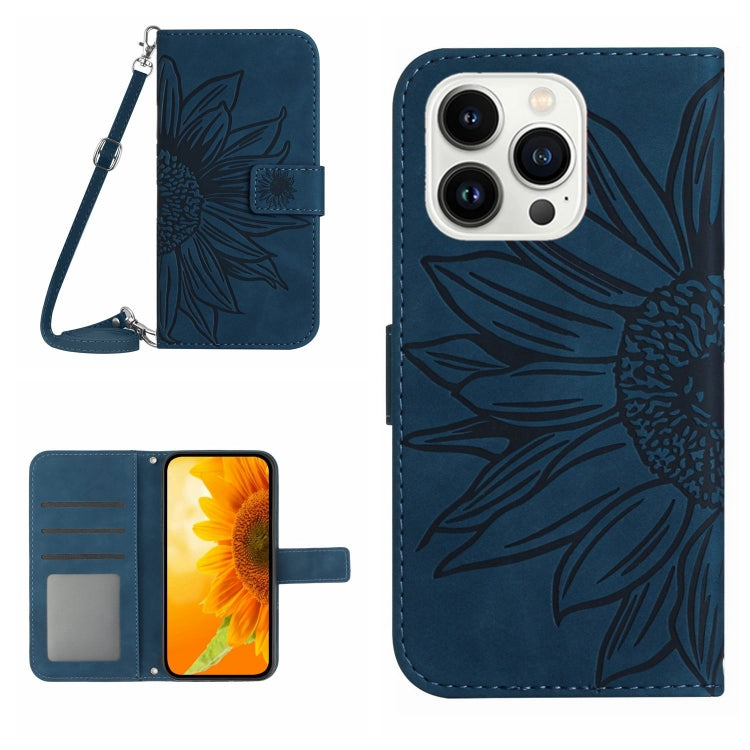 Étui de téléphone en cuir gaufré tournesol au toucher doux avec cordon, pour iPhone Air, pour iPhone 16 Pro Max, pour iPhone 16 Pro, pour iPhone 16 Plus