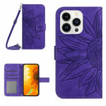 Étui de téléphone en cuir gaufré tournesol au toucher doux avec cordon, pour iPhone Air, pour iPhone 16 Pro Max, pour iPhone 16 Pro, pour iPhone 16 Plus