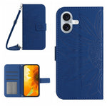 Étui de téléphone en cuir gaufré tournesol au toucher doux avec cordon, pour iPhone Air, pour iPhone 16 Pro Max, pour iPhone 16 Pro, pour iPhone 16 Plus