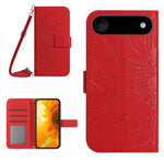 Étui de téléphone en cuir gaufré tournesol au toucher doux avec cordon, pour iPhone Air, pour iPhone 16 Pro Max, pour iPhone 16 Pro, pour iPhone 16 Plus