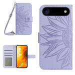Étui de téléphone en cuir gaufré tournesol au toucher doux avec cordon, pour iPhone Air, pour iPhone 16 Pro Max, pour iPhone 16 Pro, pour iPhone 16 Plus