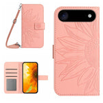 Étui de téléphone en cuir gaufré tournesol au toucher doux avec cordon, pour iPhone Air, pour iPhone 16 Pro Max, pour iPhone 16 Pro, pour iPhone 16 Plus