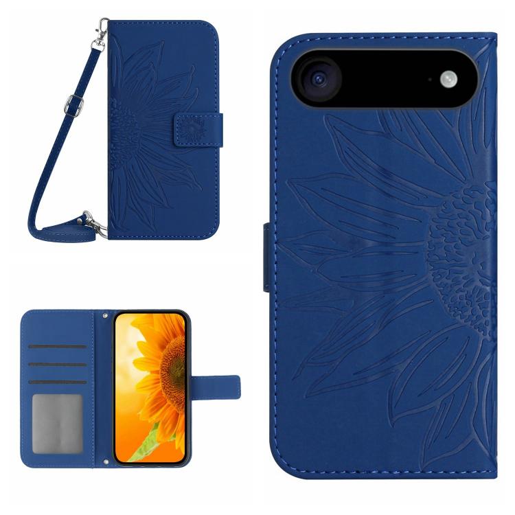 Étui de téléphone en cuir gaufré tournesol au toucher doux avec cordon, pour iPhone Air, pour iPhone 16 Pro Max, pour iPhone 16 Pro, pour iPhone 16 Plus