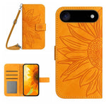 Étui de téléphone en cuir gaufré tournesol au toucher doux avec cordon, pour iPhone Air, pour iPhone 16 Pro Max, pour iPhone 16 Pro, pour iPhone 16 Plus